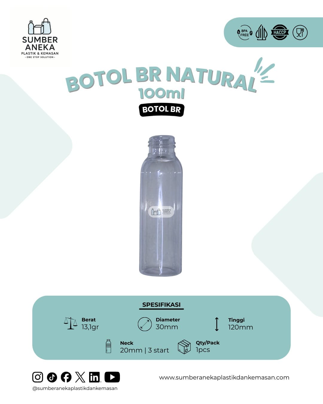 BOTOL BR NATURAL 100ML