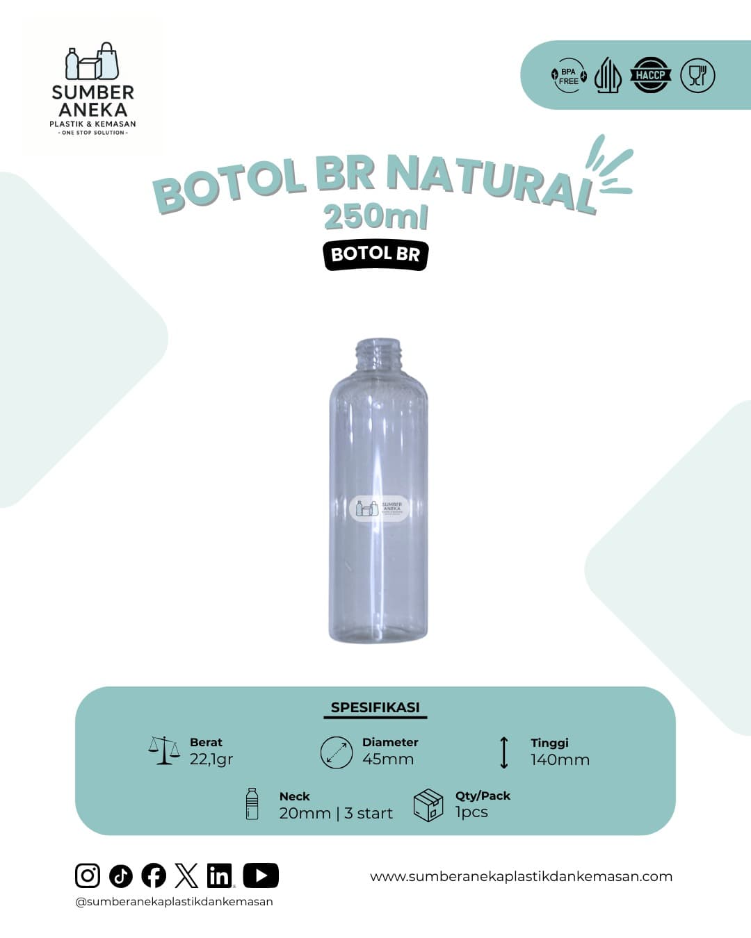 BOTOL BR NATURAL 250ML
