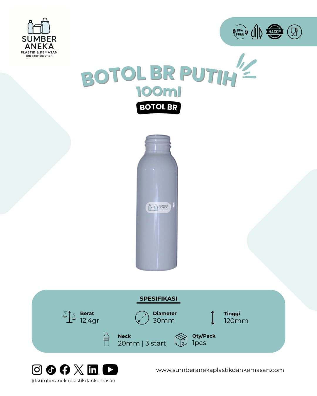 BOTOL BR PUTIH 100ML