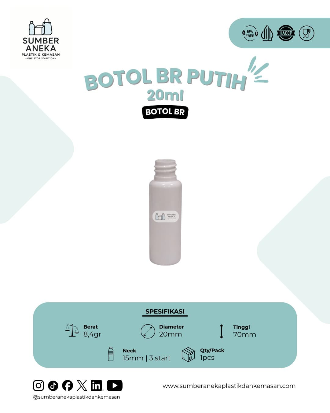 BOTOL BR PUTIH 20ML