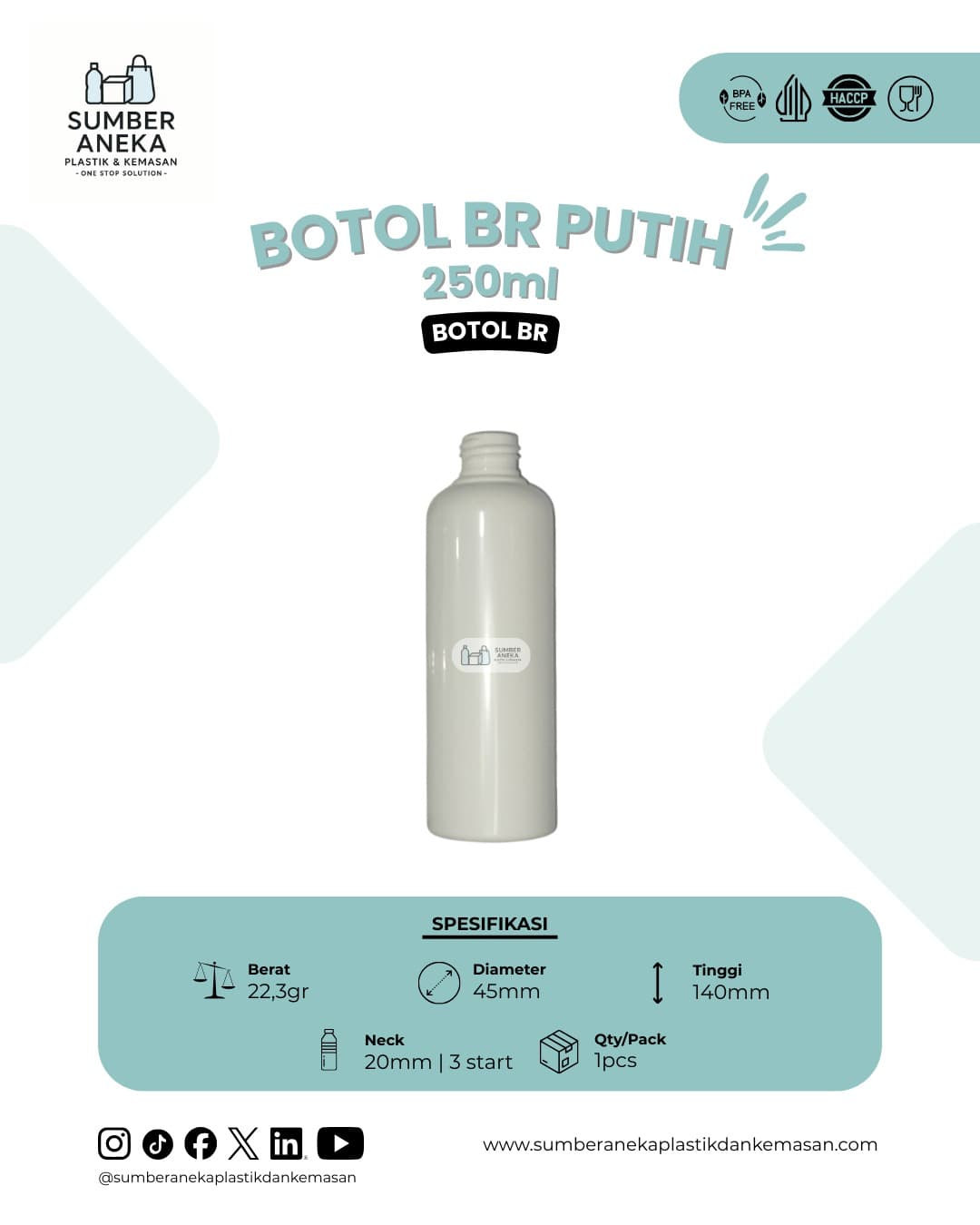 BOTOL BR PUTIH 250ML