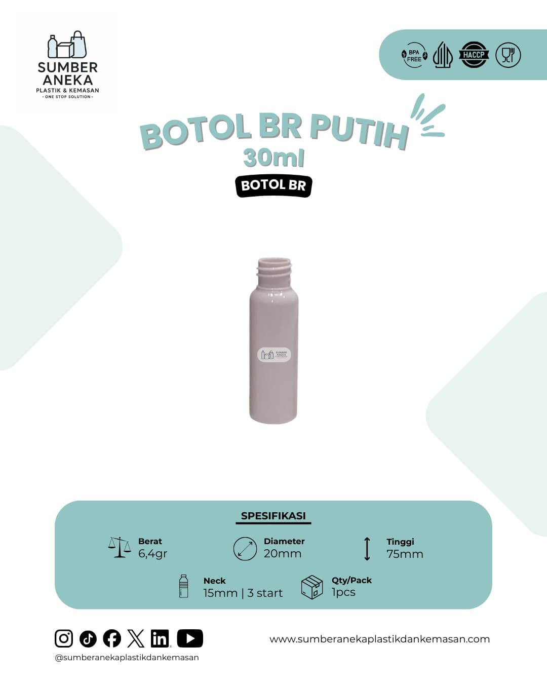 BOTOL BR PUTIH 30ML