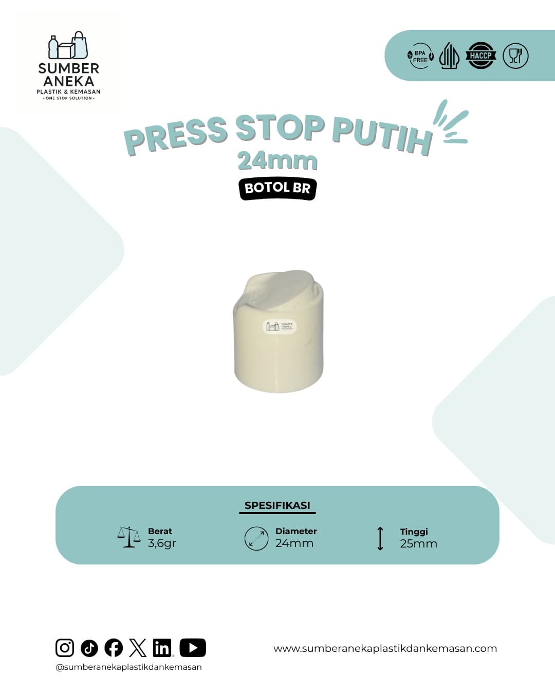 PRESS STOP PUTIH BOTOL BR