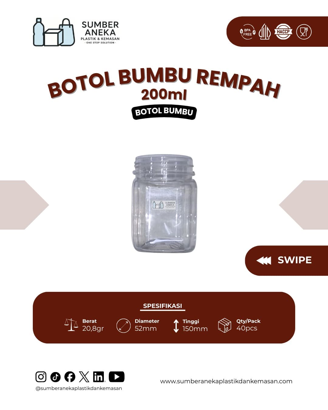 BOTOL BUMBU REMPAH 200ML
