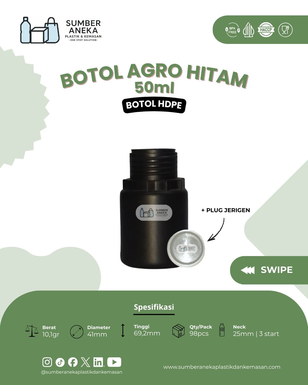 BOTOL AGRO HITAM 50ML