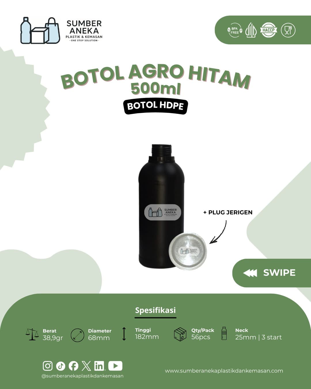 BOTOL AGRO HITAM 500ML