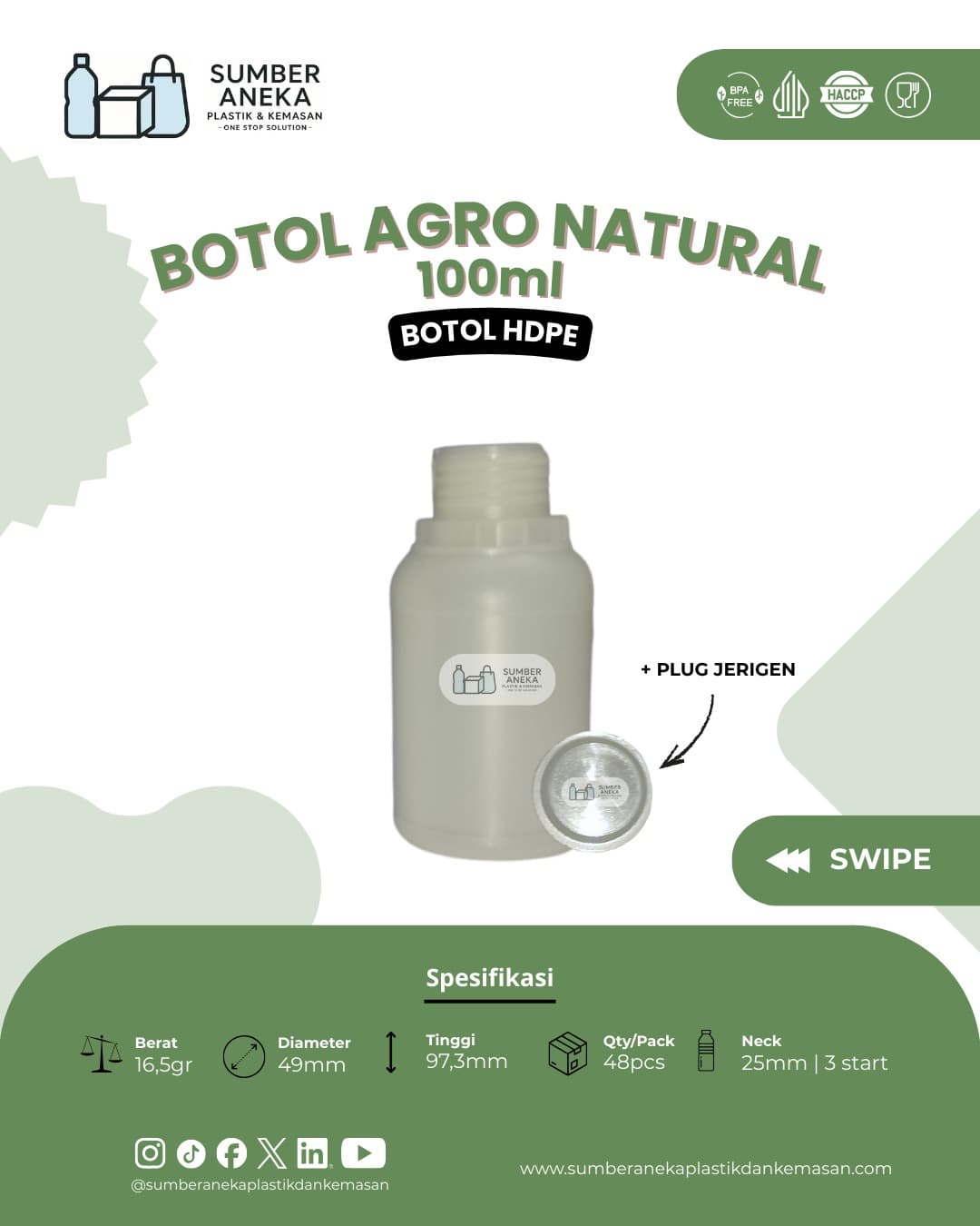 BOTOL AGRO NATURAL 100ML