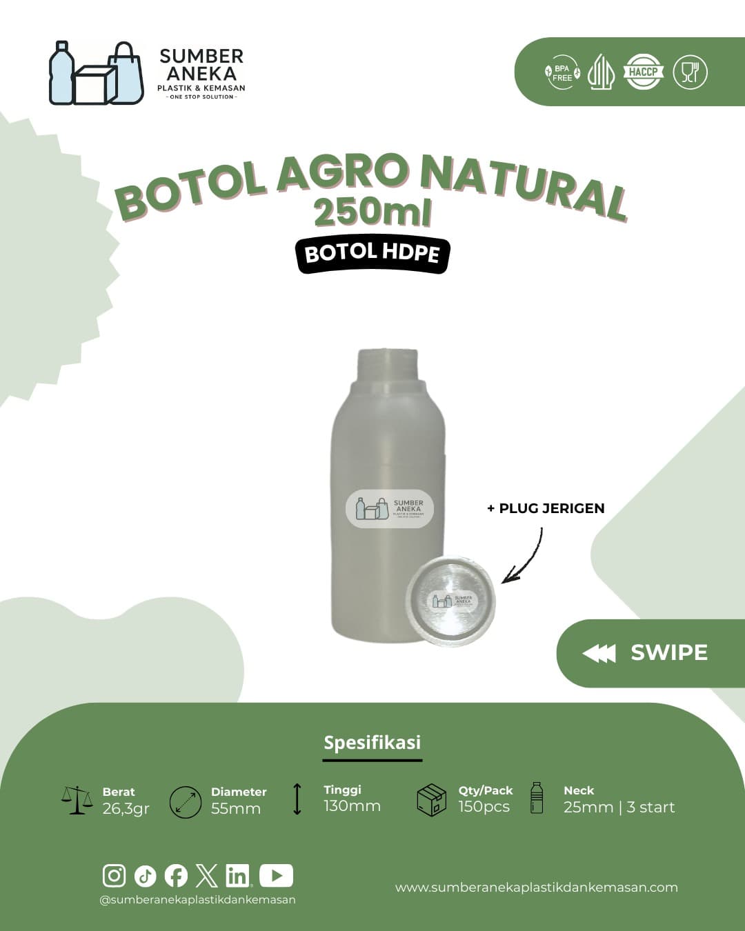 BOTOL AGRO NATURAL 250ML