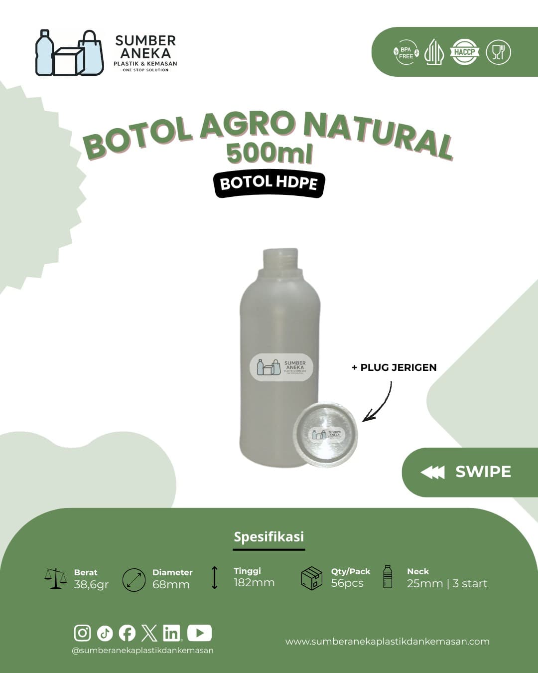 BOTOL AGRO NATURAL 500ML