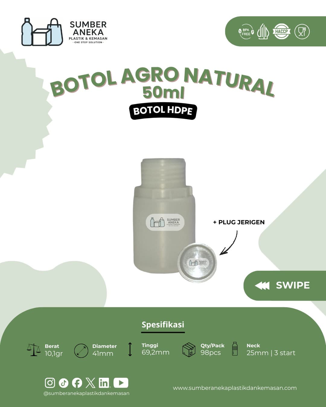 BOTOL AGRO NATURAL 50ML