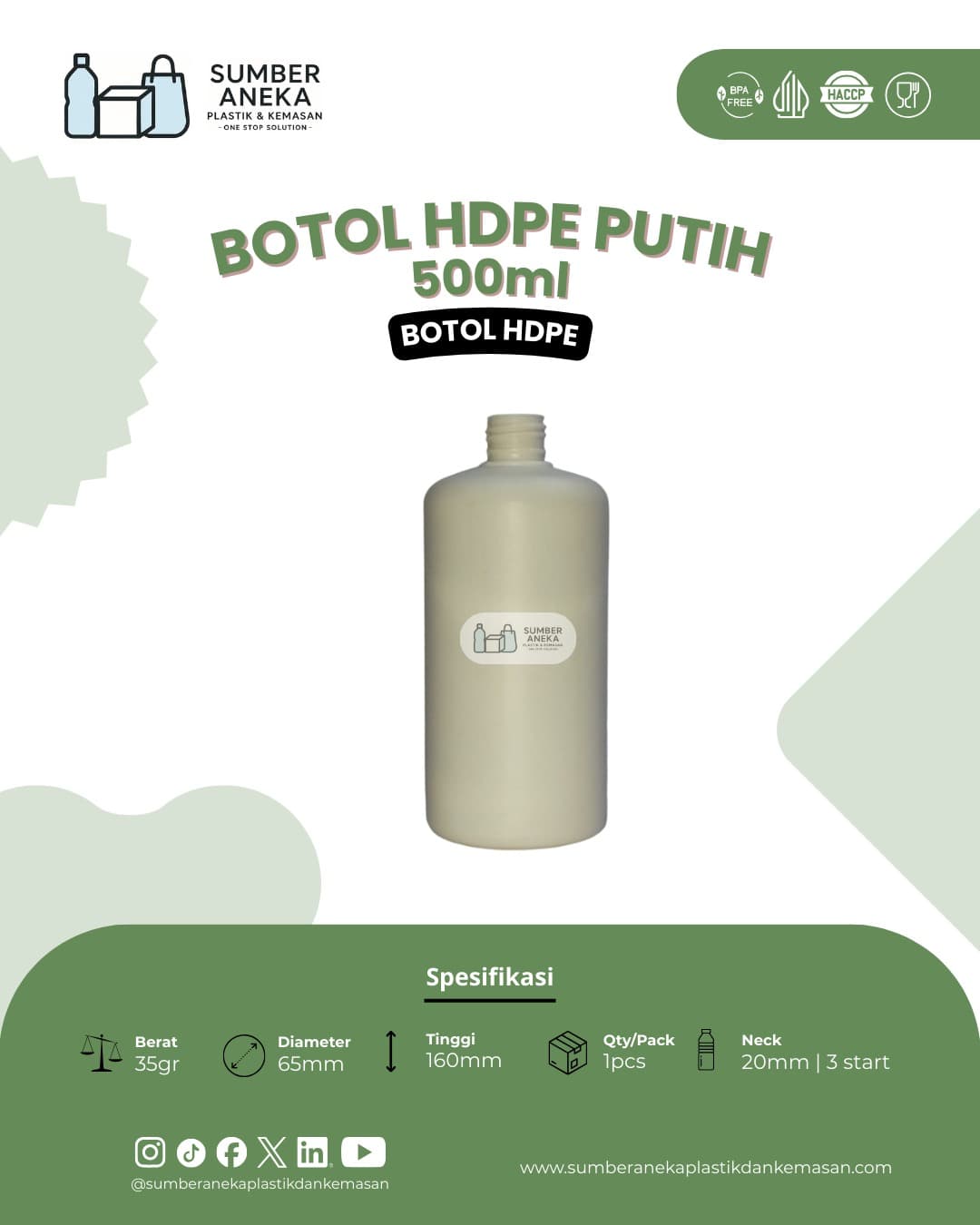 BOTOL HDPE 600ML
