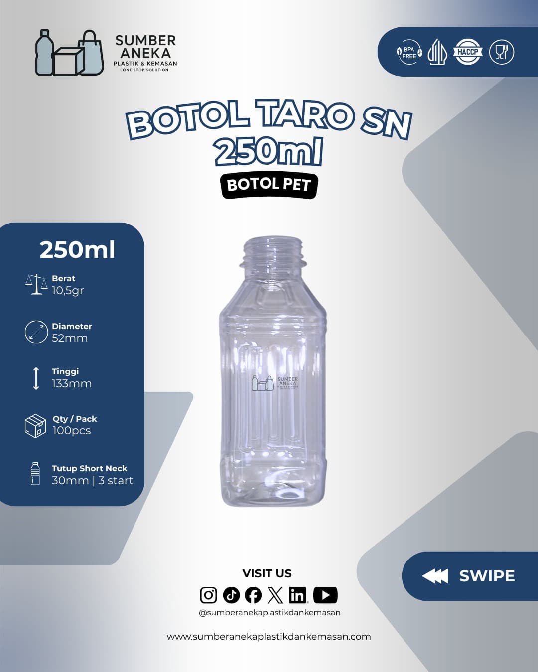 BOTOL TARO SN 250ML