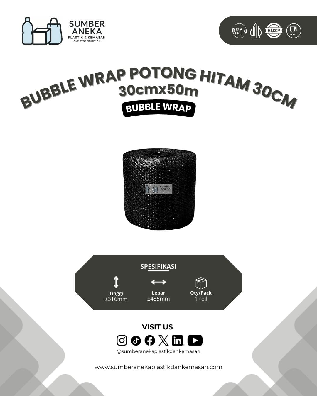 BUBBLE WRAP HITAM 30CM