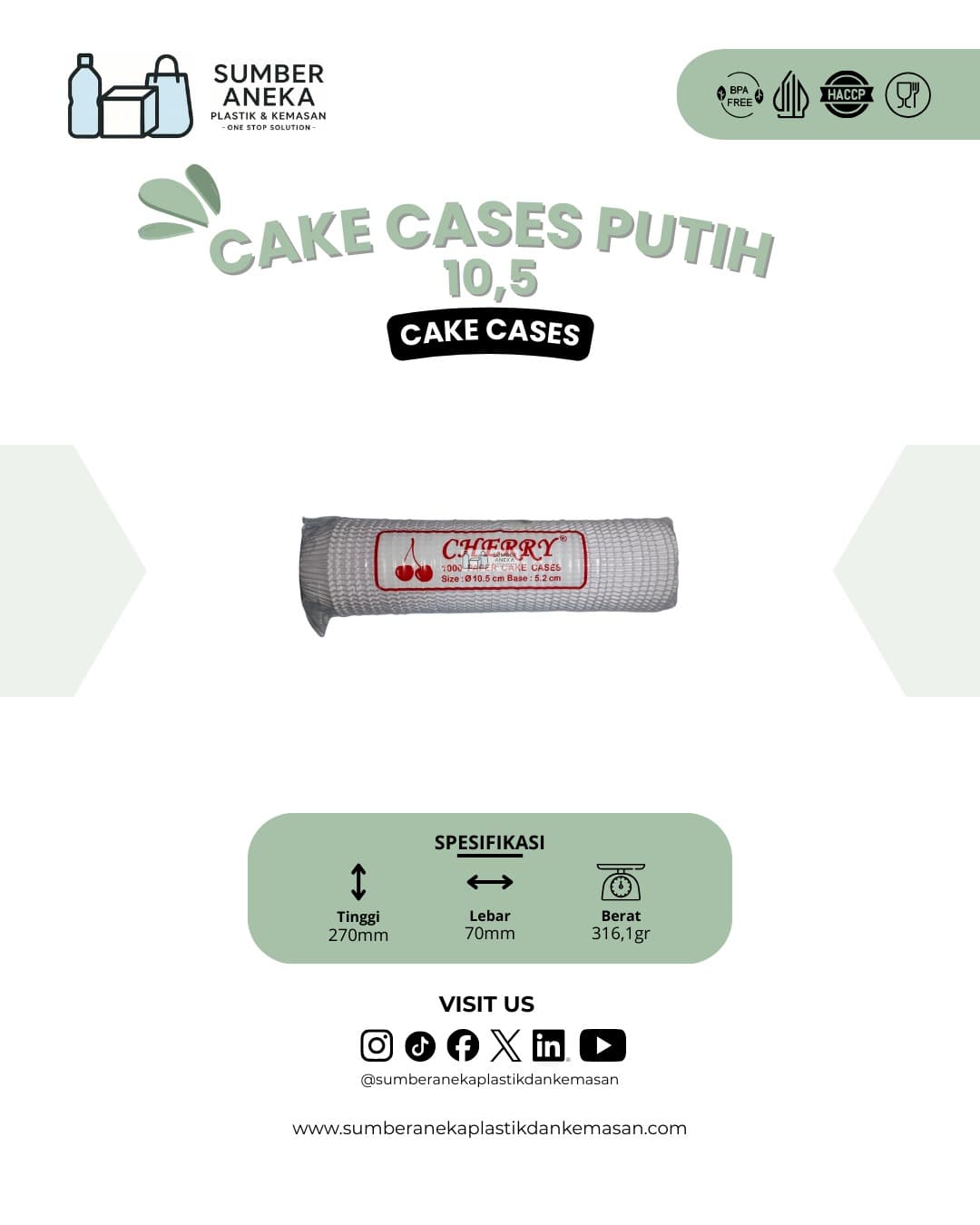 CAKE CASES PUTIH 10.5