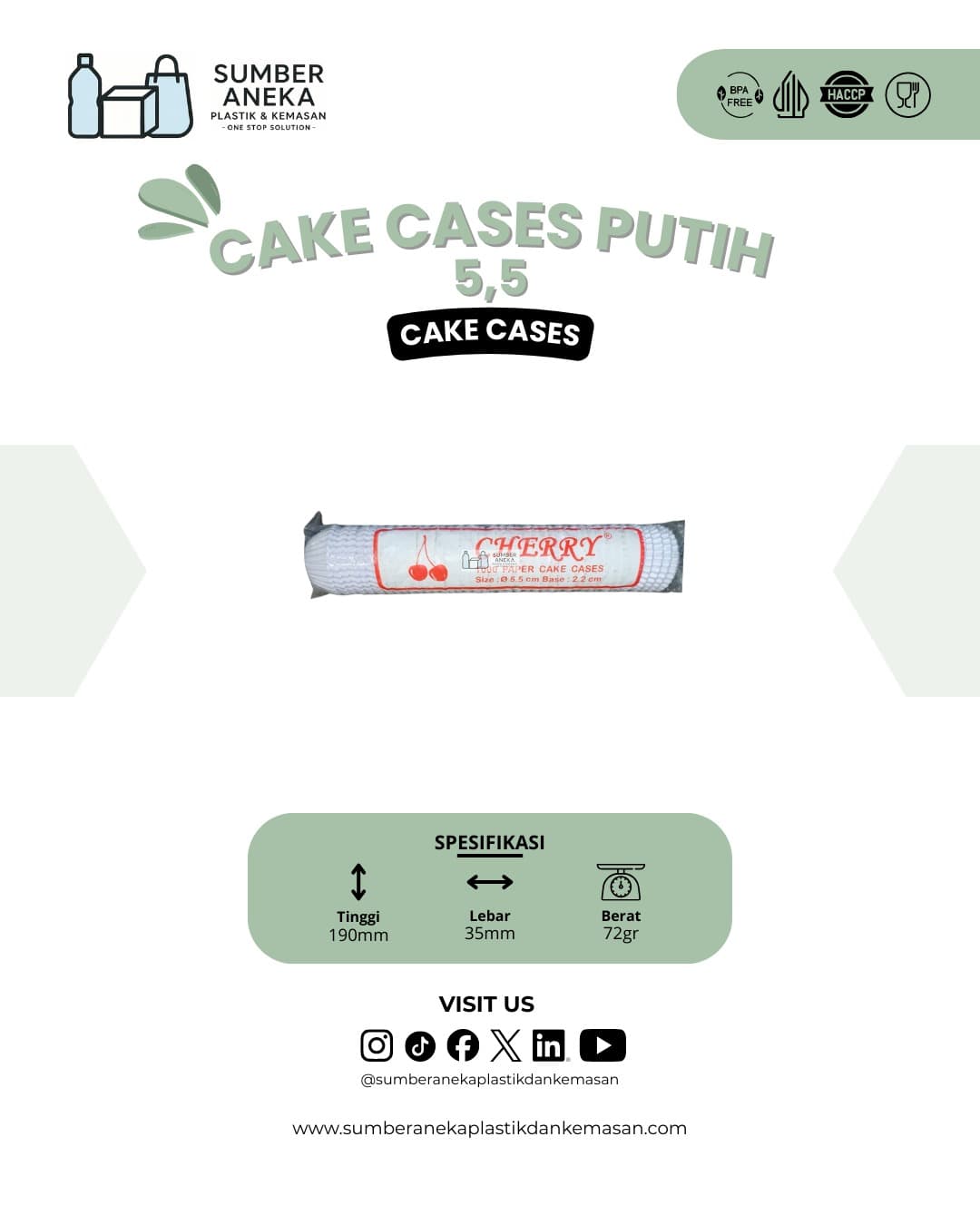 CAKE CASES PUTIH 6.5