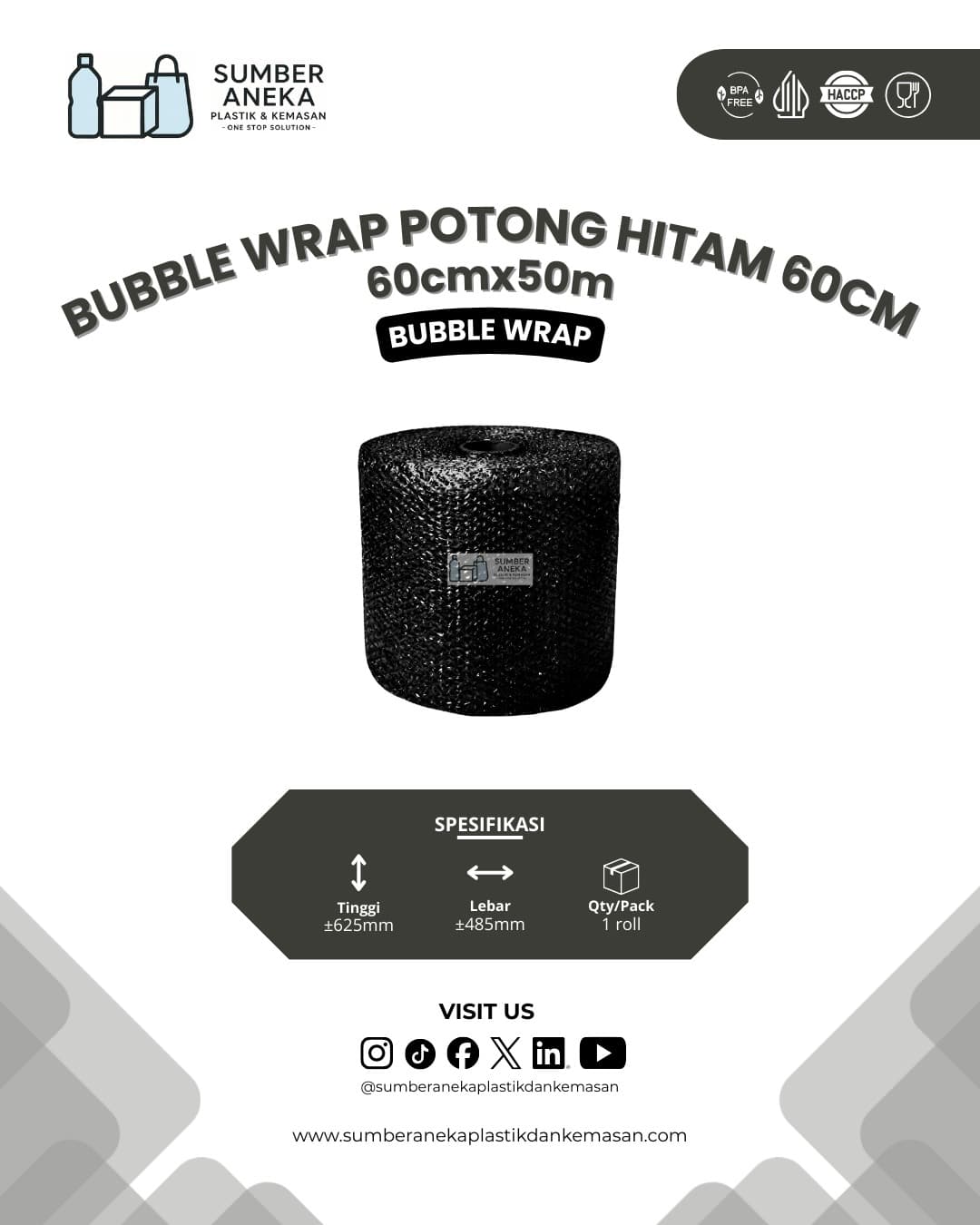 BUBBLE WRAP HITAM 60CM