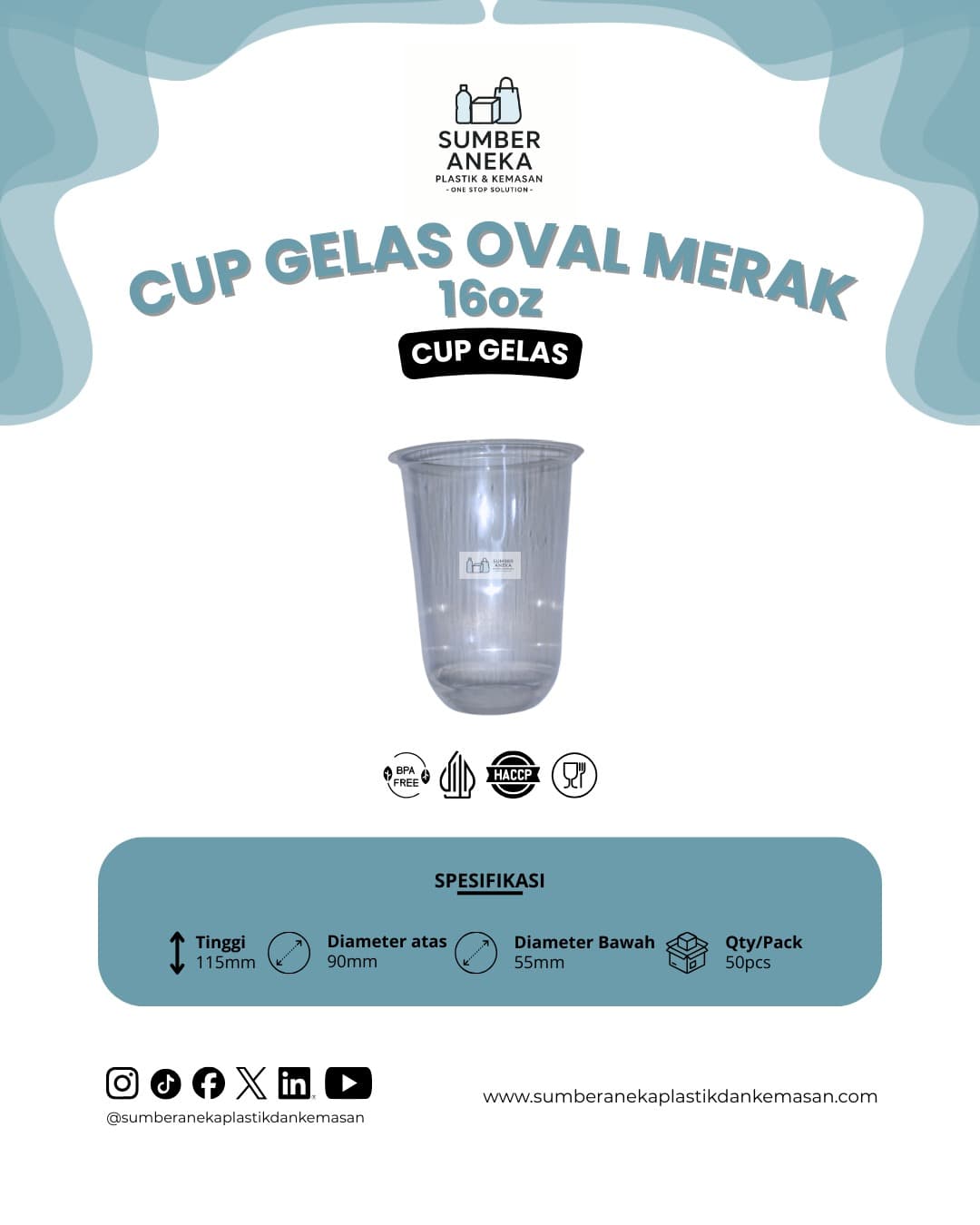 CUP GELAS OVAL MERAK 16OZ