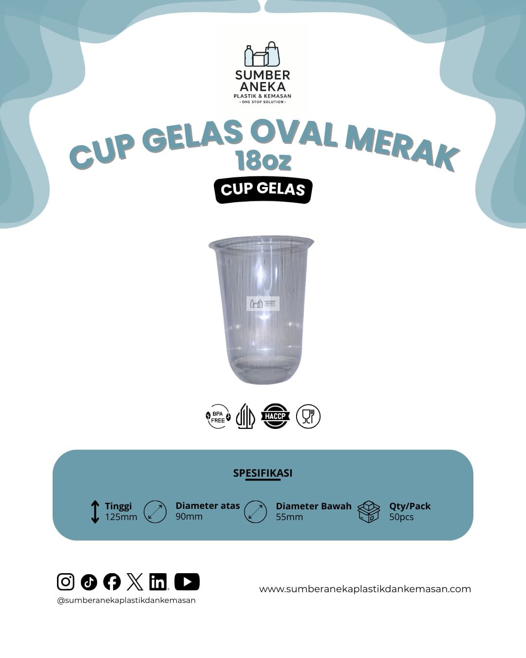 CUP GELAS OVAL MERAK 18OZ