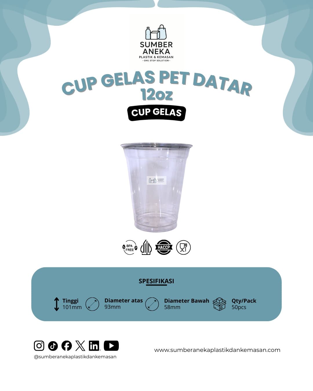 CUP GELAS PET DATAR 12 OZ