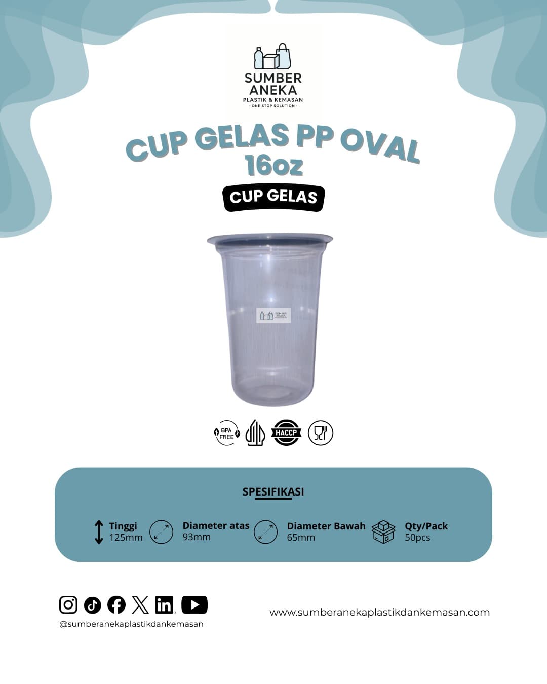 CUP GELAS PP OVAL 16OZ