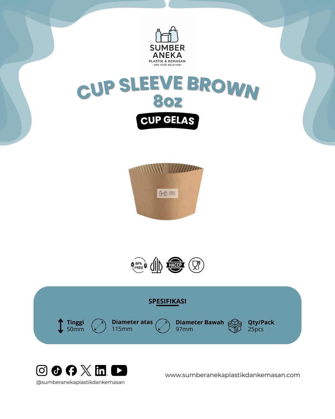 CUP SLEEVE BROWN 8OZ