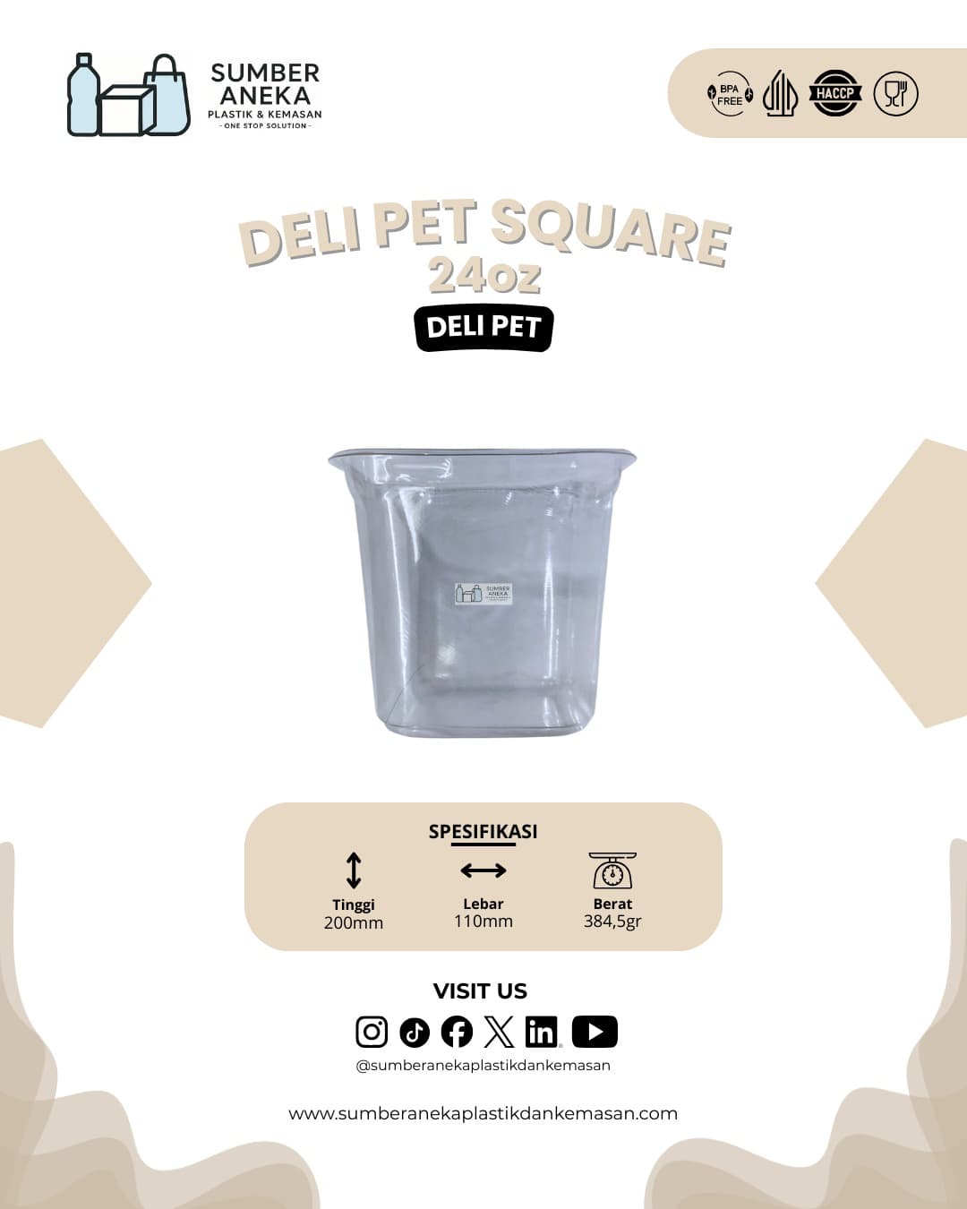 DELI PET SQUARE 24OZ