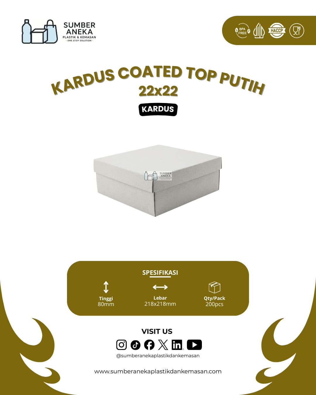 KARDUS TOP PUTIH 22X22