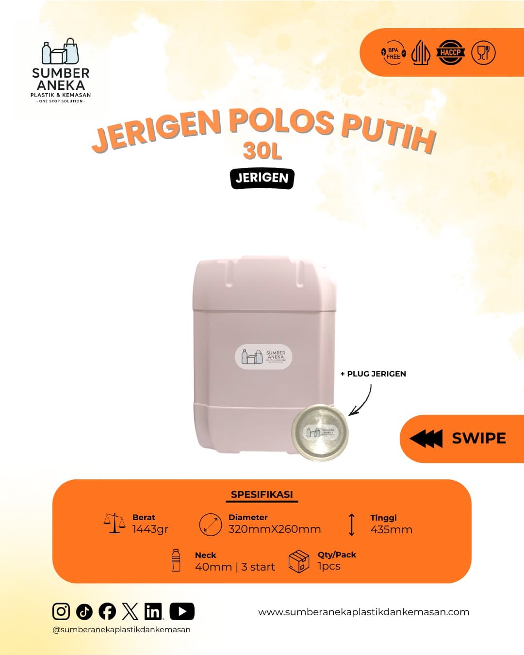 JIRIGEN POLOS PUTIH 30L