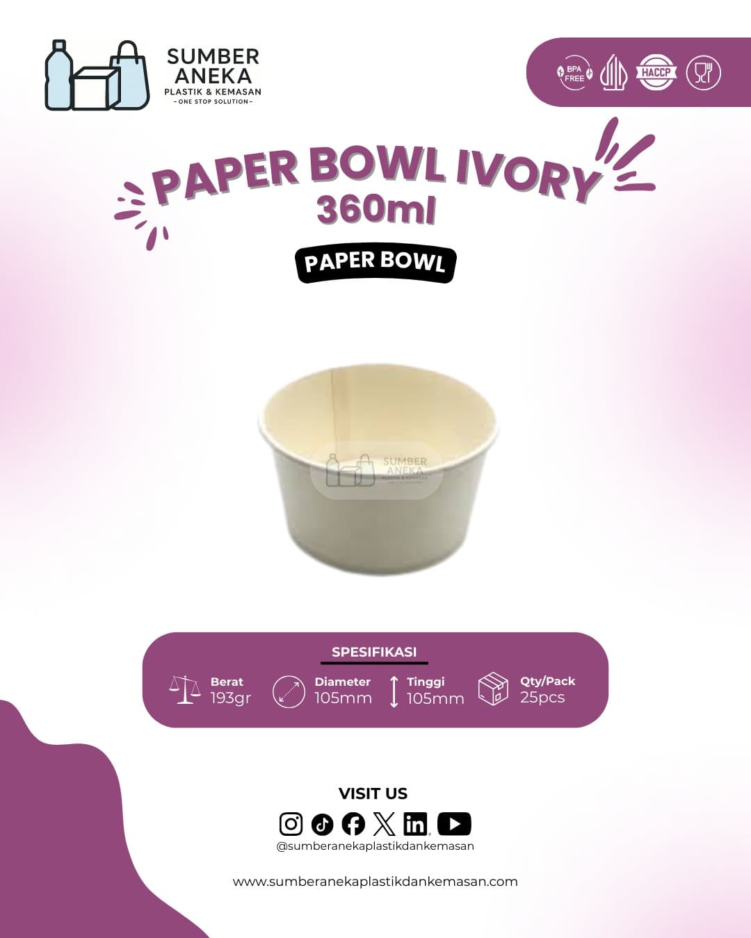 PAPERBOWL IVORY 360ML