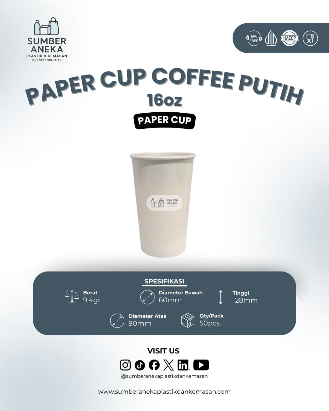 PAPER CUP KOPI PUTIH 16 OZ