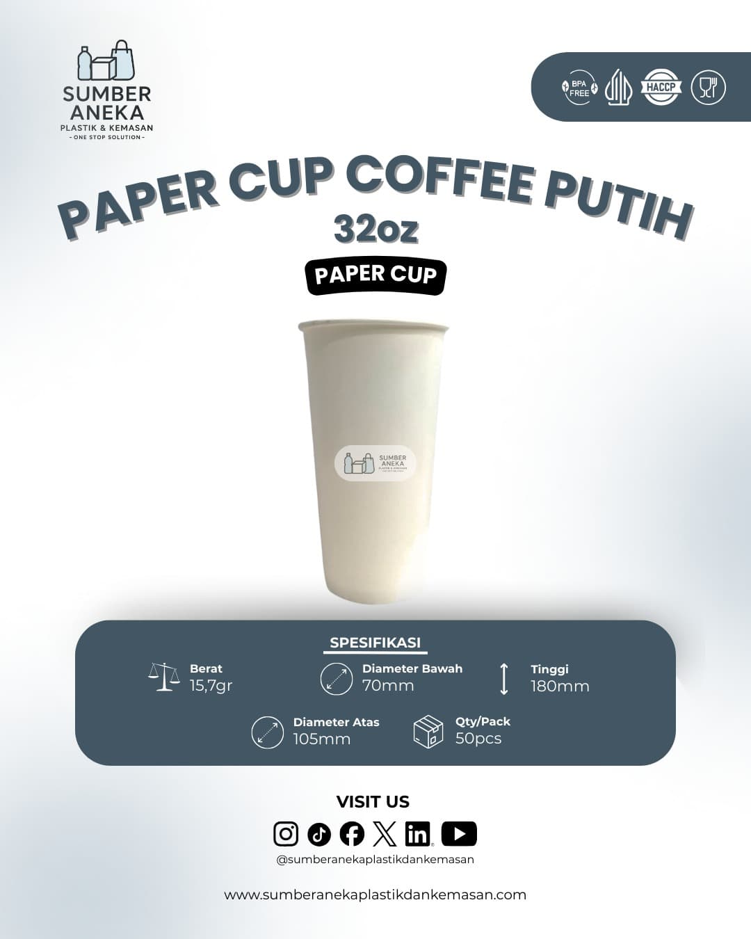 PAPER CUP KOPI PUTIH 32 OZ