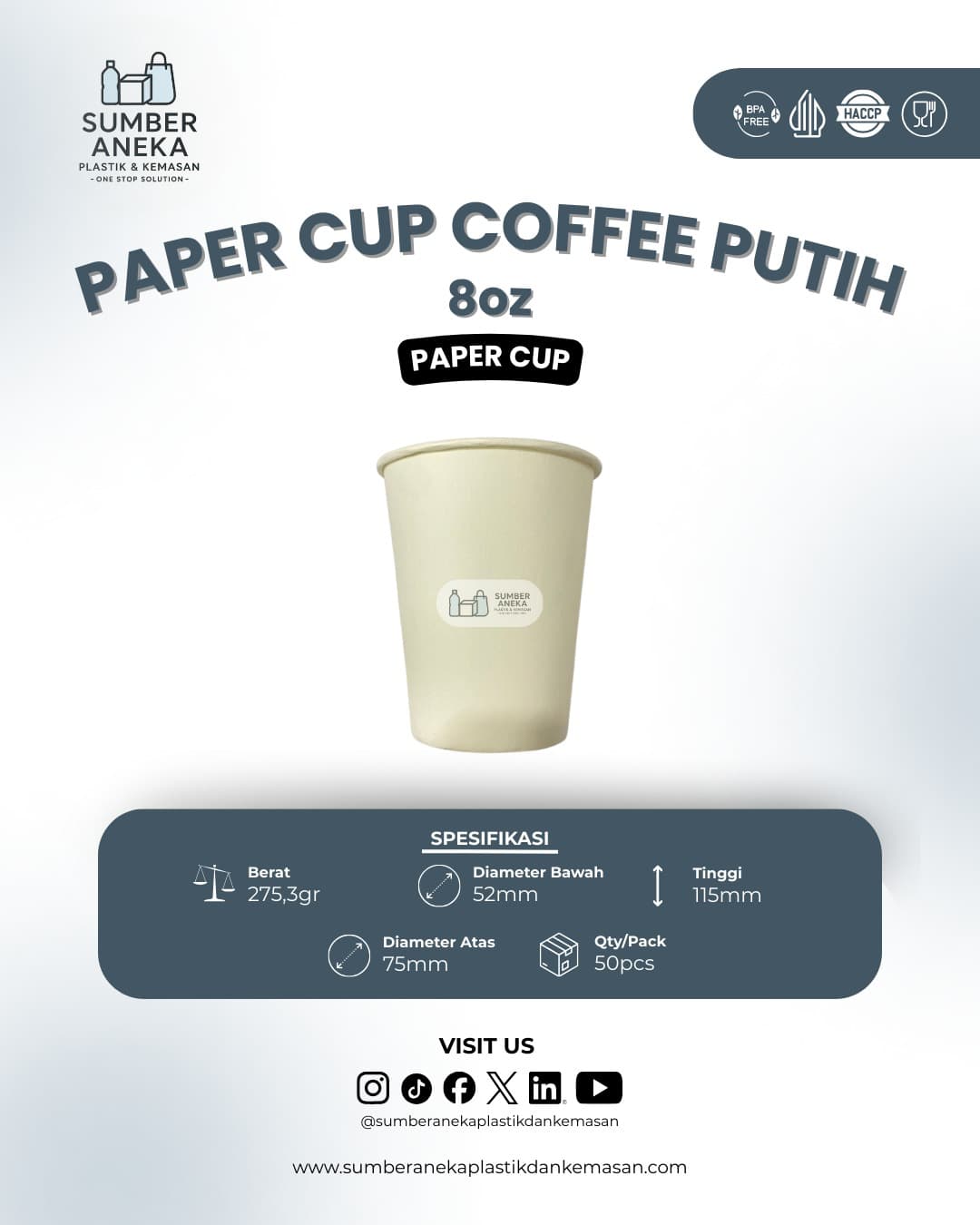 PAPER CUP KOPI PUTIH 8 OZ