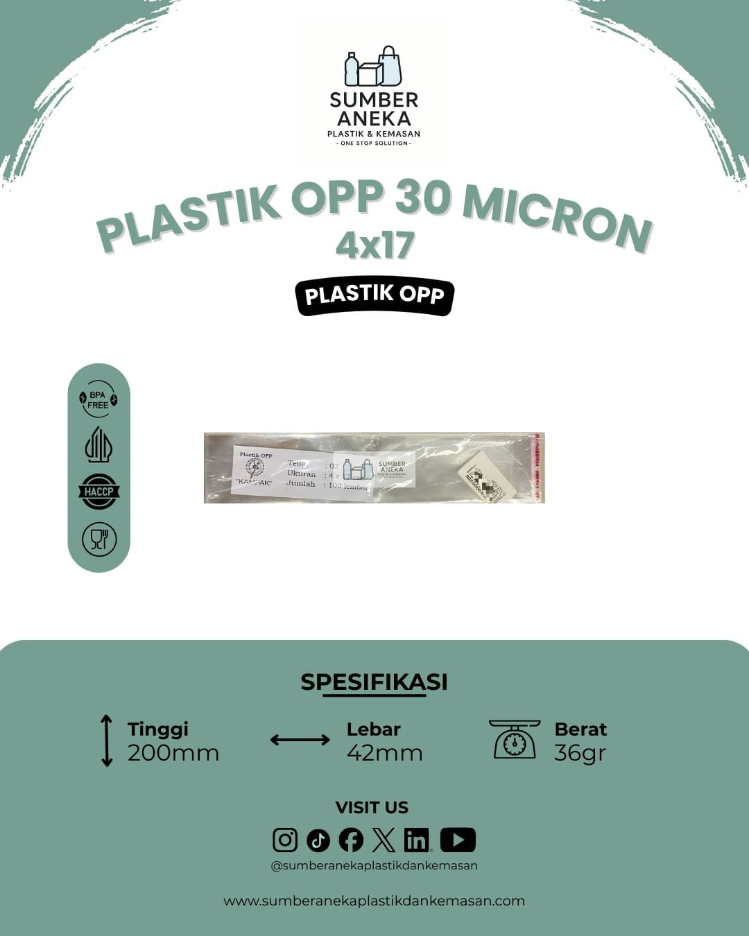 PLASTIK OPP 30 MICRON 4X17