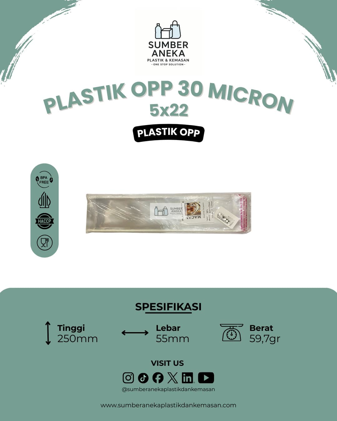 PLASTIK OPP 30 MICRON 5X22
