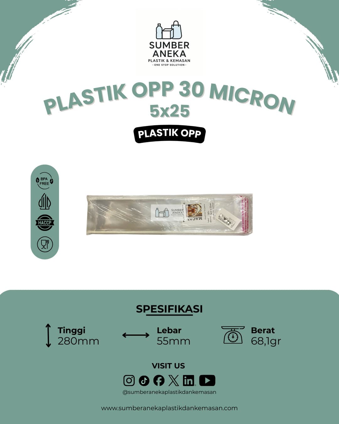 PLASTIK OPP 30 MICRON 5X25