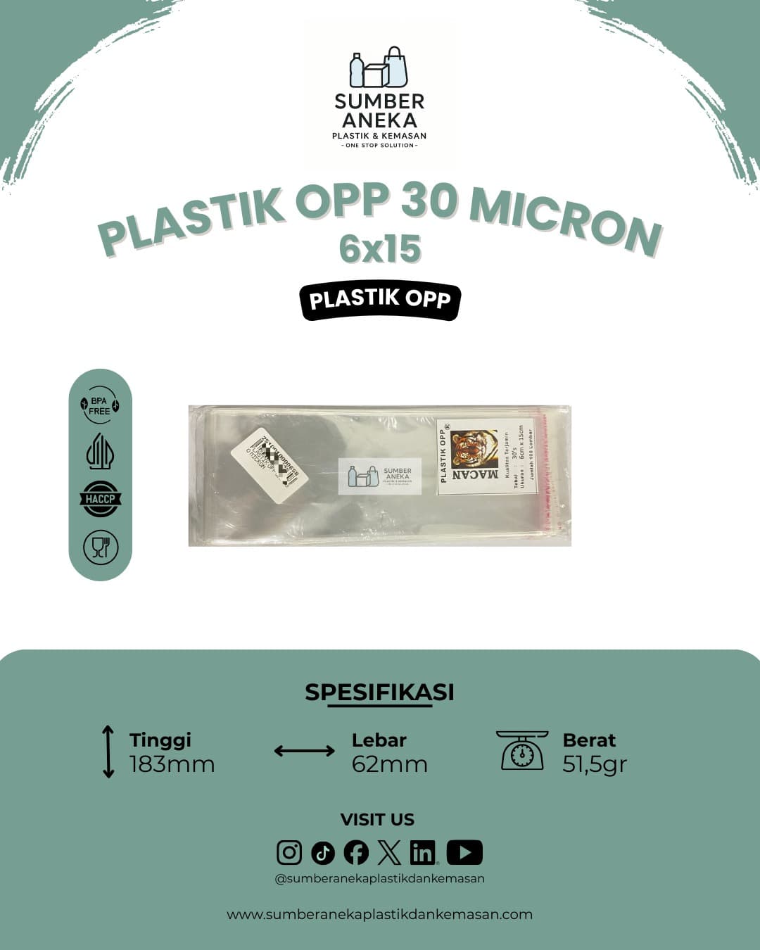 PLASTIK OPP 30 MICRON 6X15