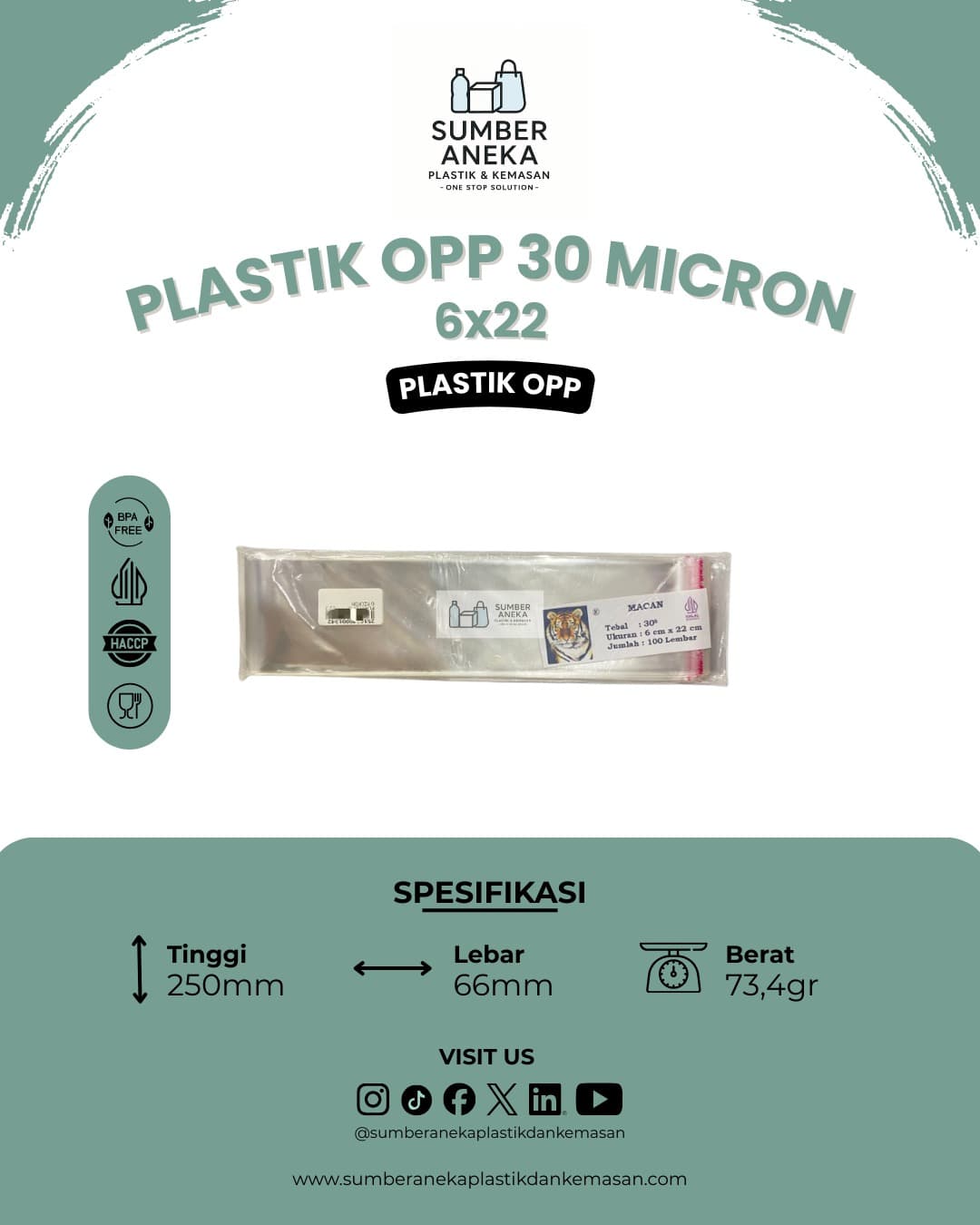 PLASTIK OPP 30 MICRON 6X22