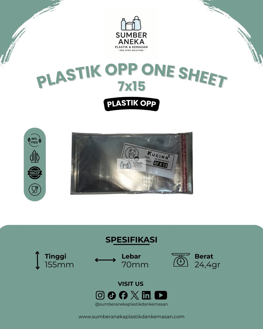 PLASTIK OPP 30 MICRON 7X15