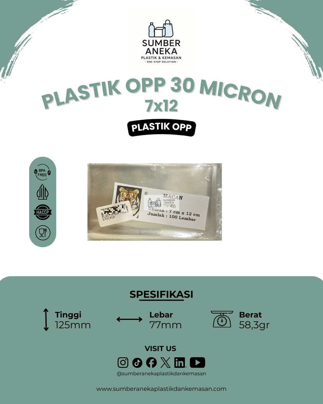 PLASTIK OPP 30 MICRON 7X12