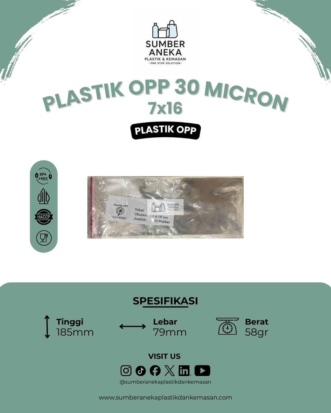 PLASTIK OPP 30 MICRON 7X16