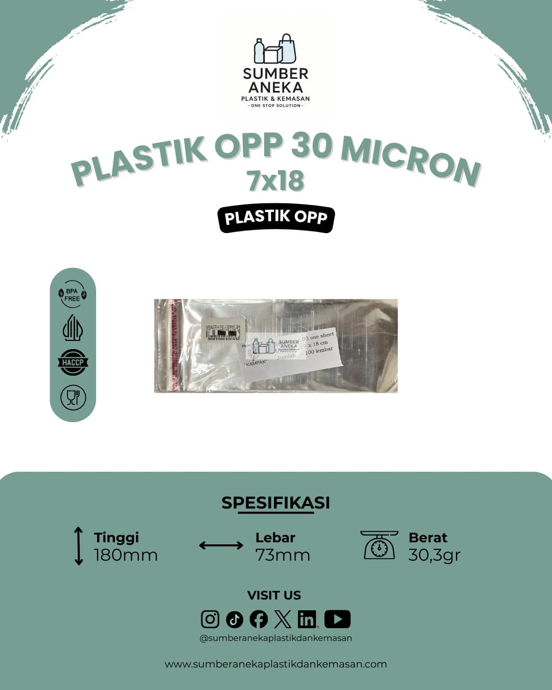 PLASTIK OPP 30 MICRON 7X18