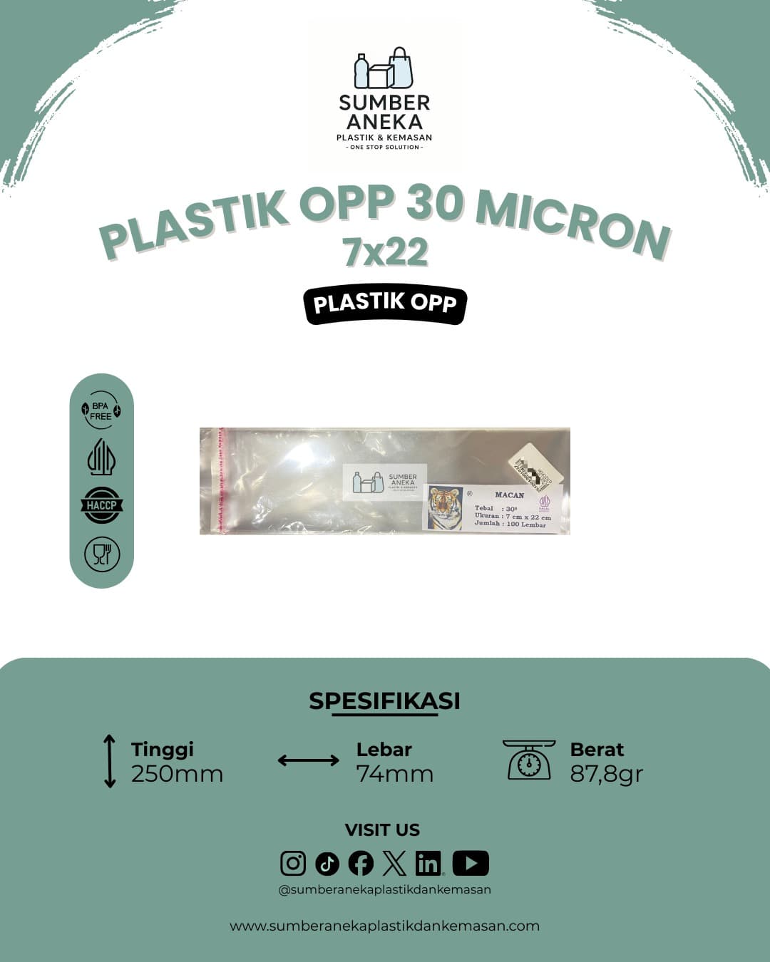 PLASTIK OPP 30 MICRON 7X22