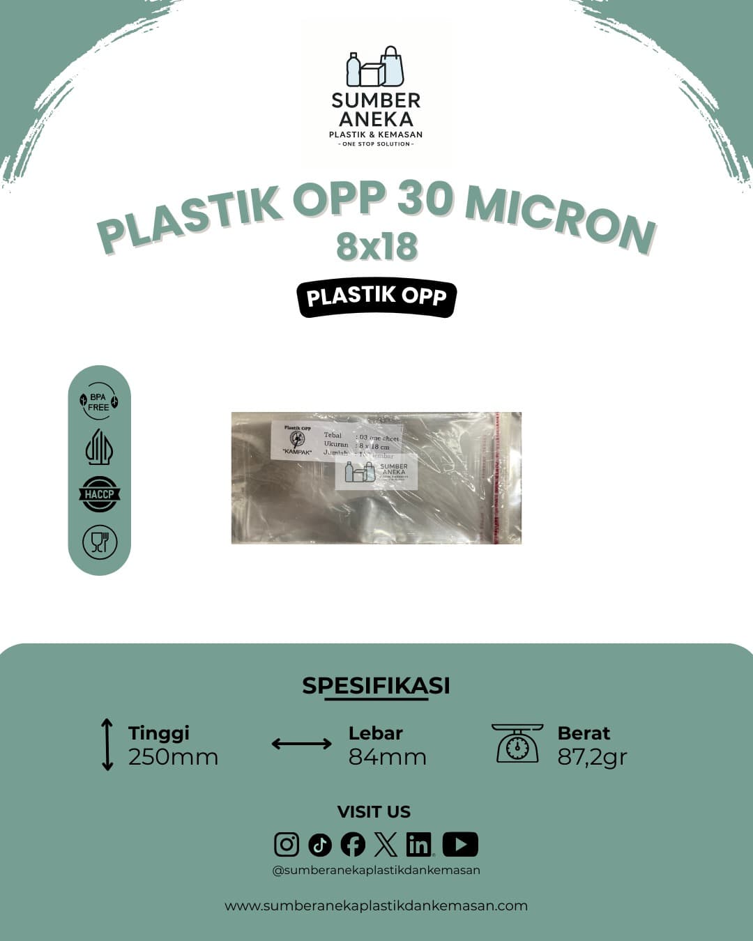 PLASTIK OPP 30 MICRON 8X18
