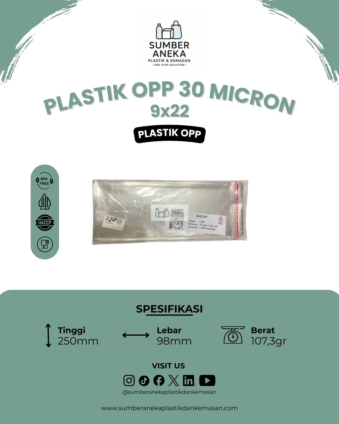 PLASTIK OPP 30 MICRON 9X22