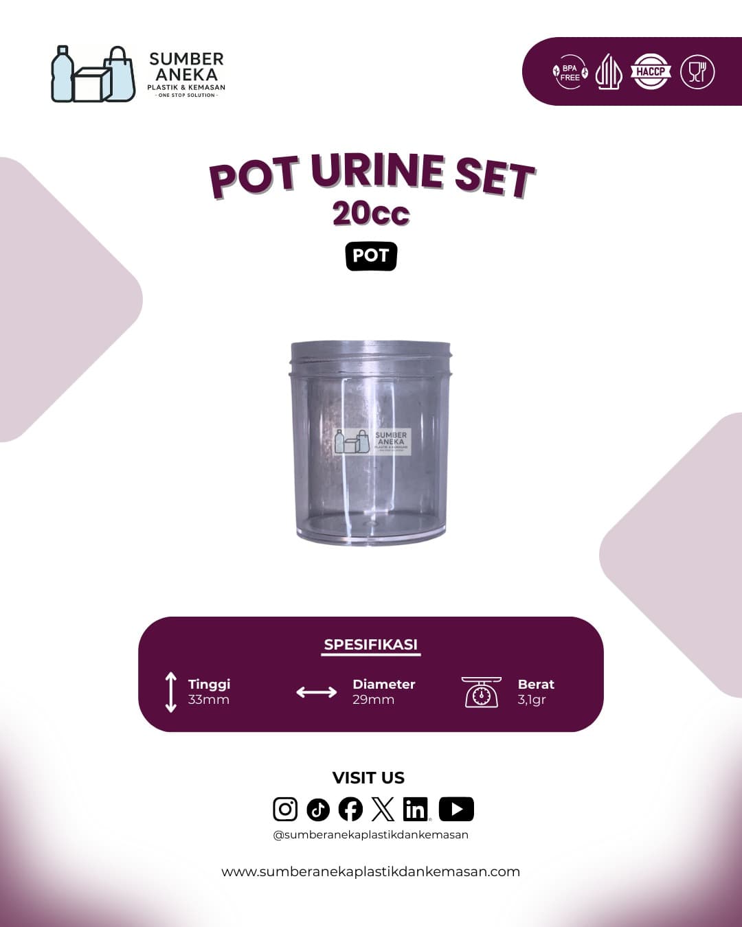 POT URINE SET 20CC