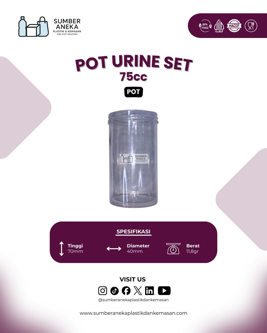 POT URINE SET 75CC