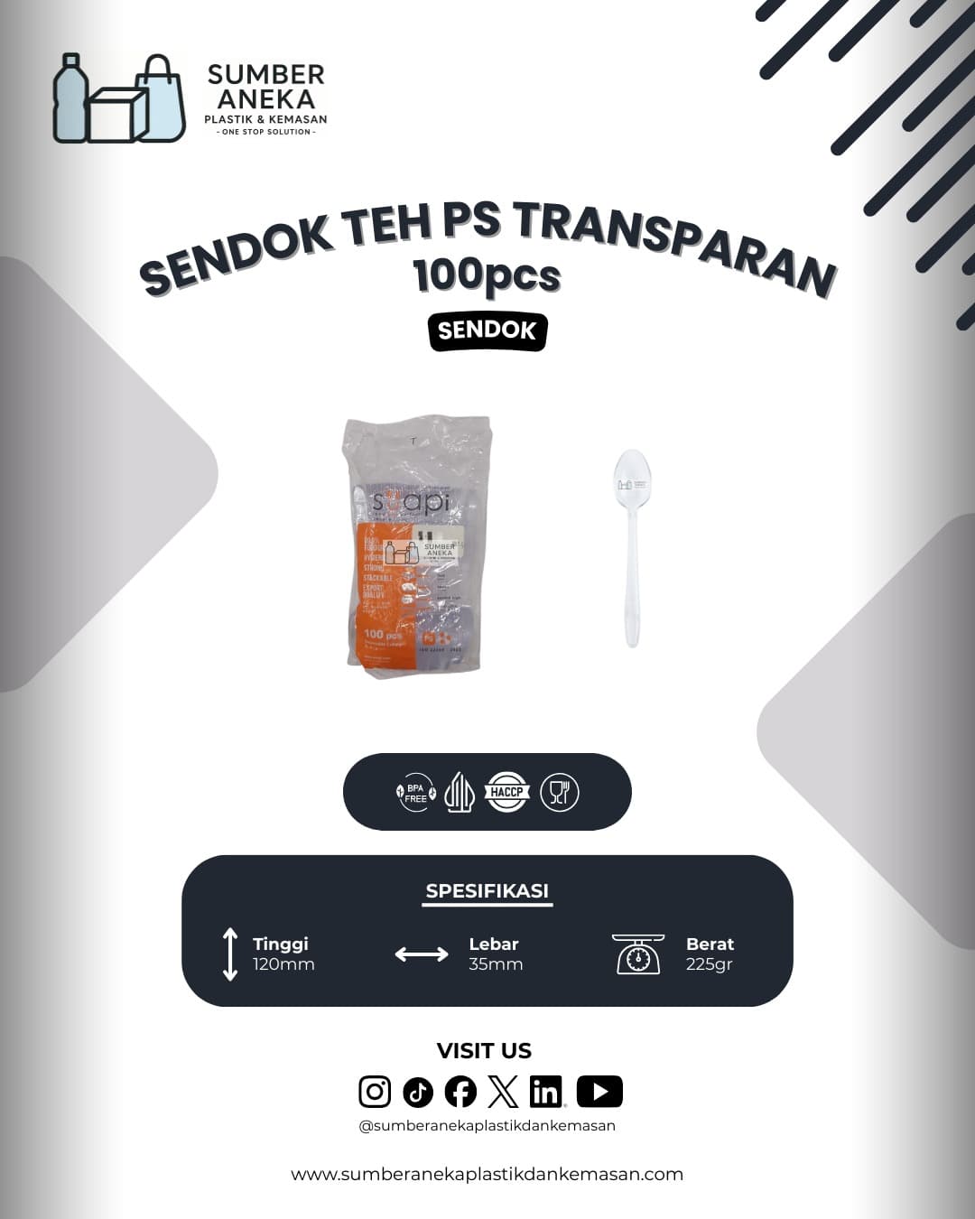 SENDOK TEH PS TRANPARAN