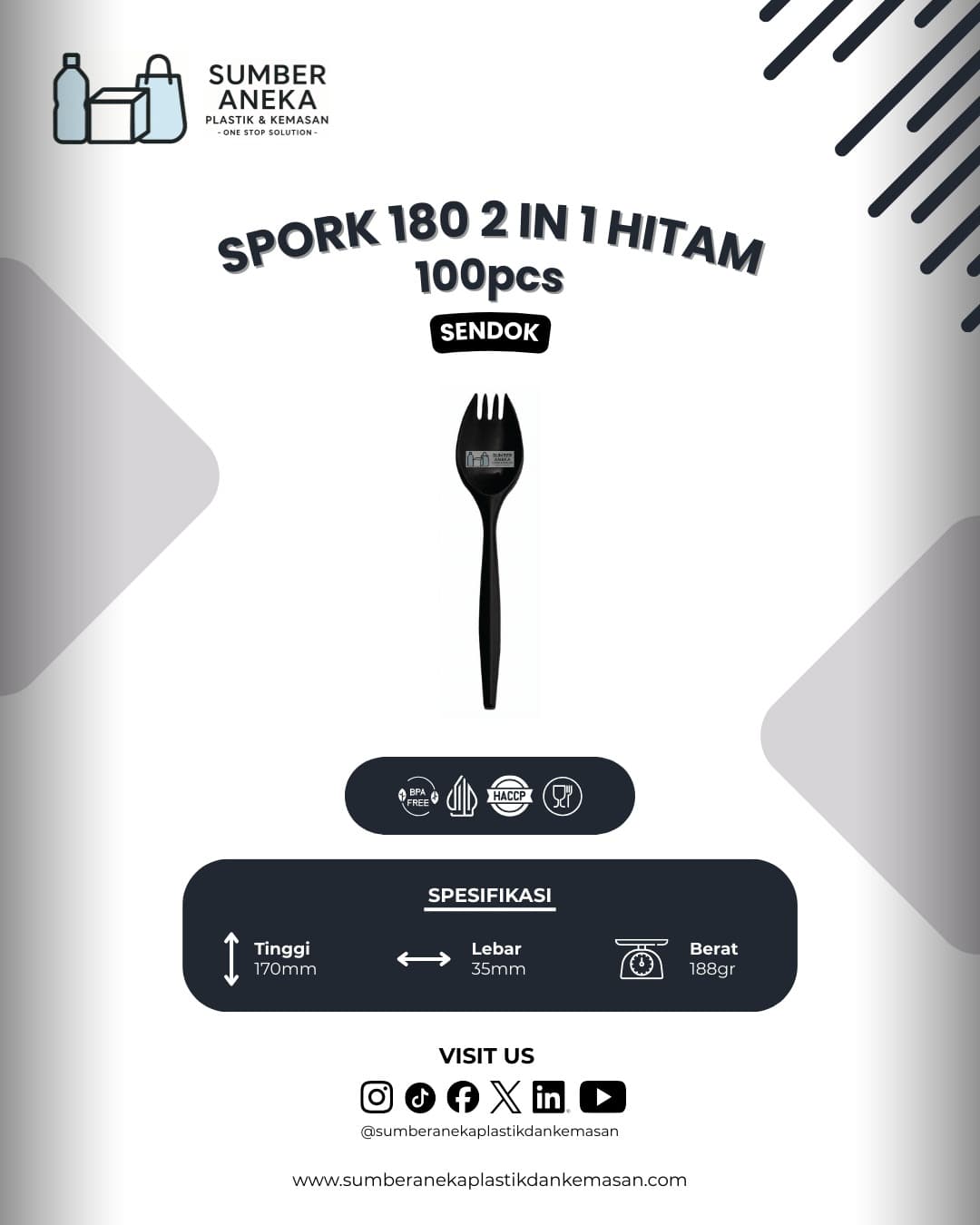 SPORK 180 2 IN 1 HITAM