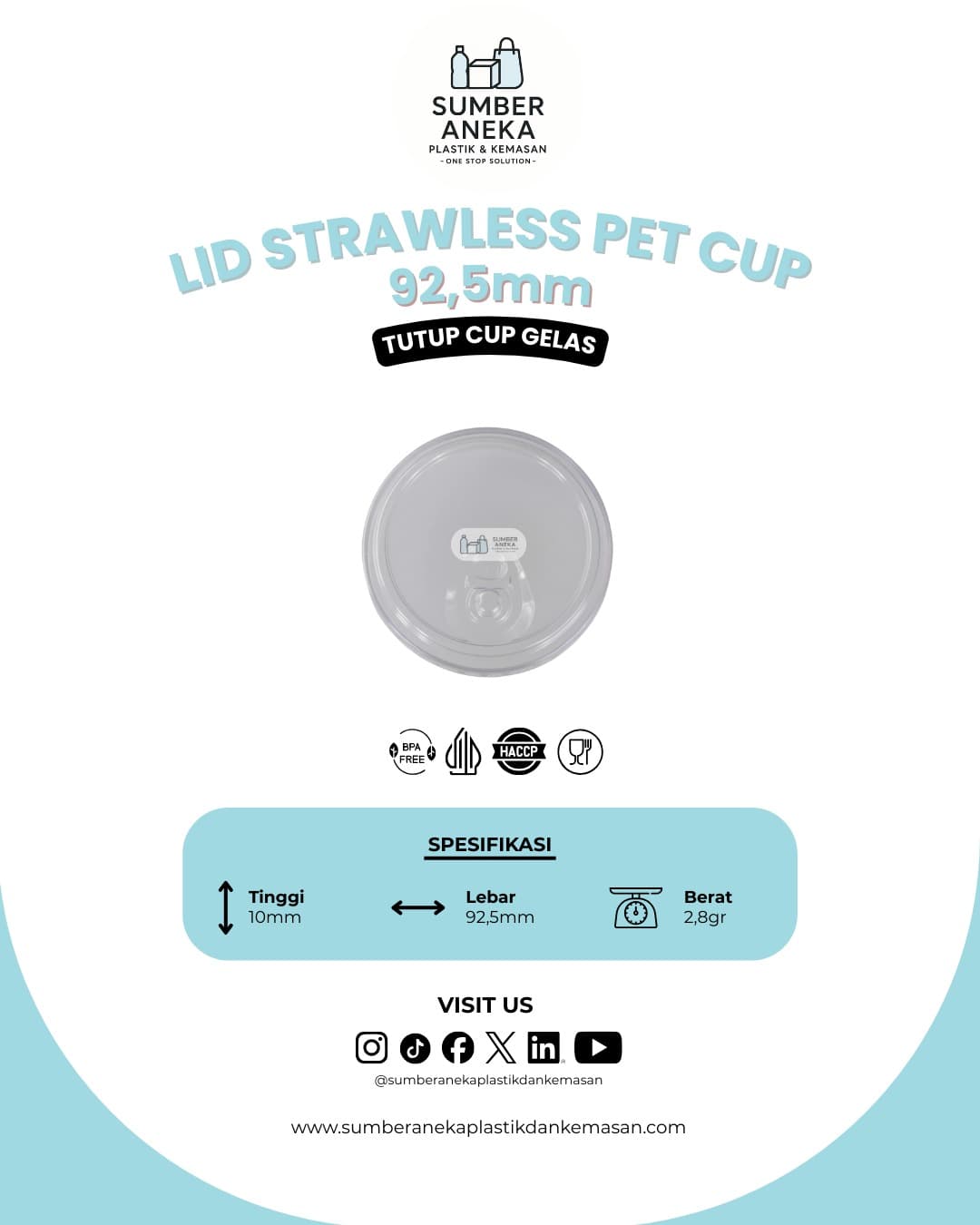 TUTUP GELAS PET CUP 92.5